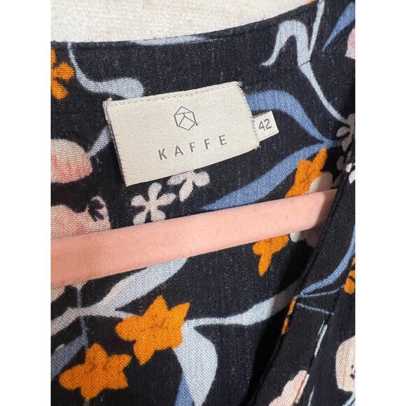 Kaffe Top Size 42 Navy Short Sleeves Floral Print - Picture 3 of 6